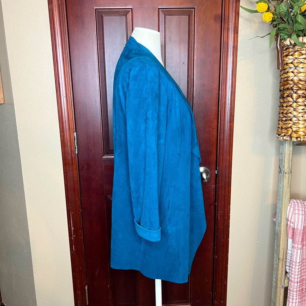 Chicos teal colored faux suede duster - Picture 2 of 5